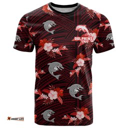 custom text and number dolphins rugby t shirt polynesian tribal mix tropical hawaiian style