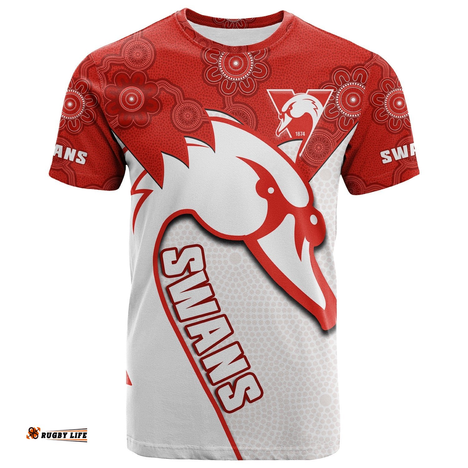 sydney football t shirt swans 1874 dot painting artsy