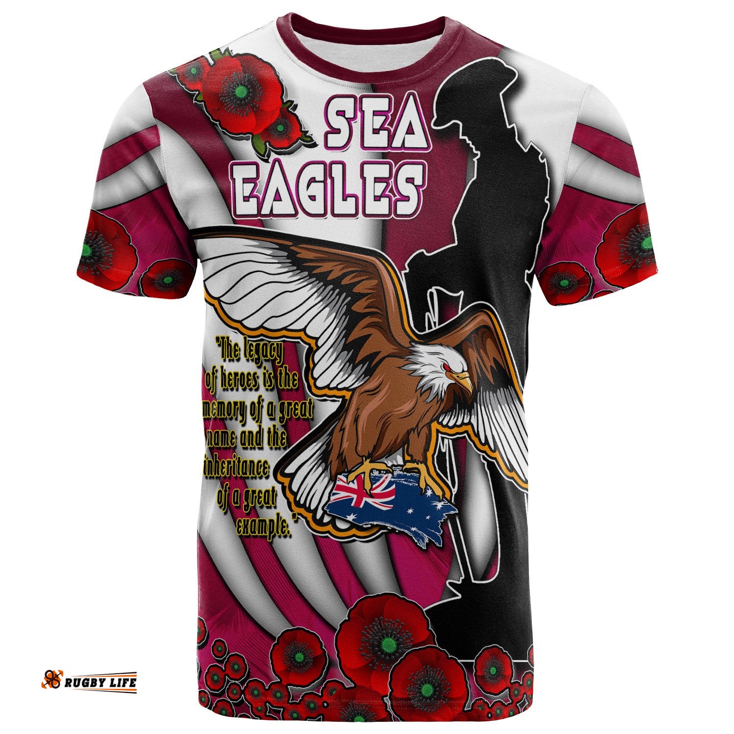 sea eagle rugby t shirt custom sea eagle remembrance day quotes and poppies t shirt