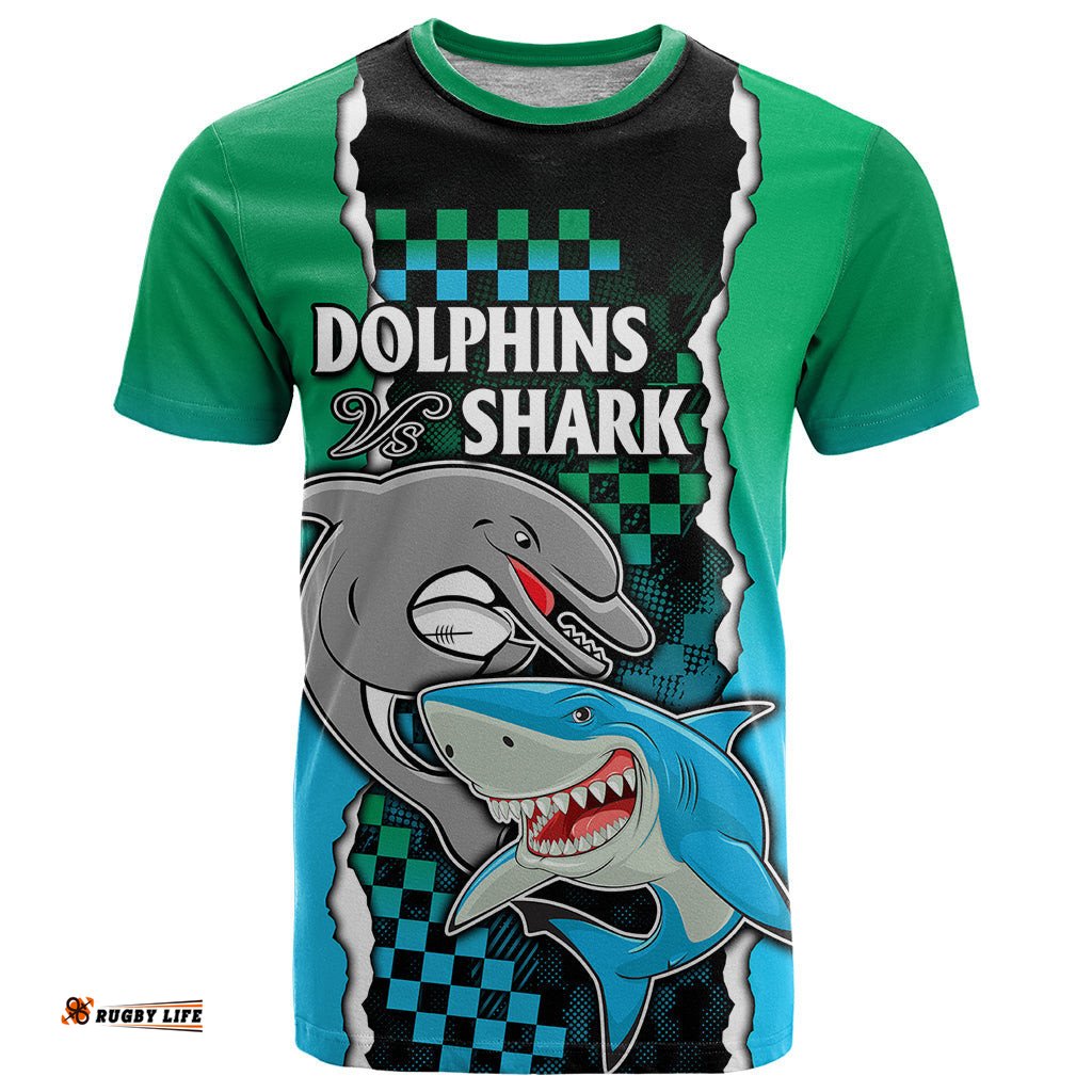 nrl combine rabbitohs and shark t shirt sporty style