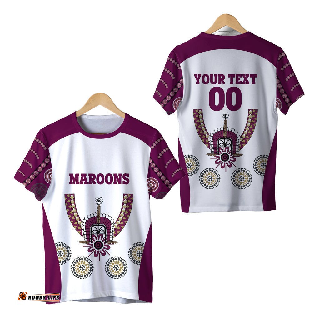 custom personalised queensland t shirt maroons aboriginal sport style