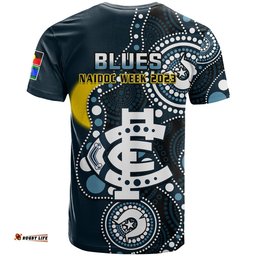 carlton football naidoc 2023 t shirt blues for our elders indigenous art