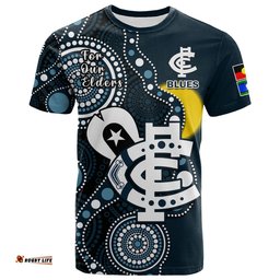 carlton football naidoc 2023 t shirt blues for our elders indigenous art