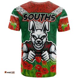rabbitohs rugby t shirt custom souths with anzac poppy t shirt