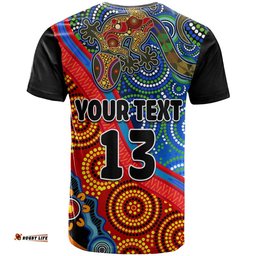 custom text and number australia lizard and sun t shirt aboriginal art speical