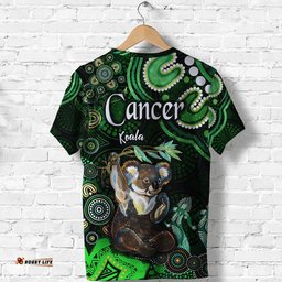 australian astrology t shirt cancer koala zodiac aboriginal vibes green