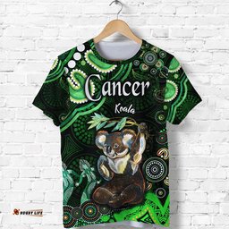 australian astrology t shirt cancer koala zodiac aboriginal vibes green