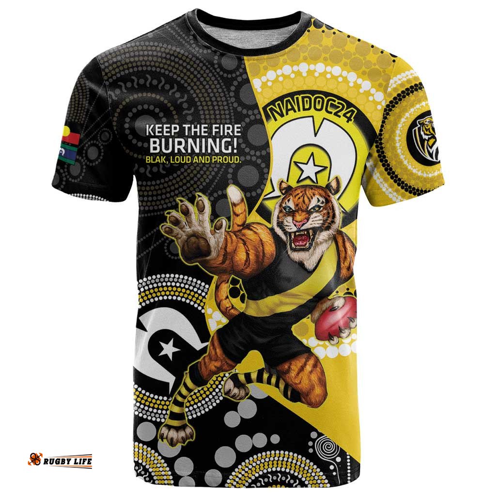 custom afl richmond naidoc week t shirt keep the fire burning indigenous art