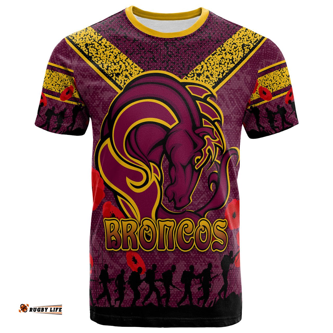 broncos rugby t shirt custom anzac broncos t shirt rlt13
