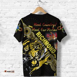 custom personalised richmond tigers t shirt naidoc heal country! heal our nation powerful
