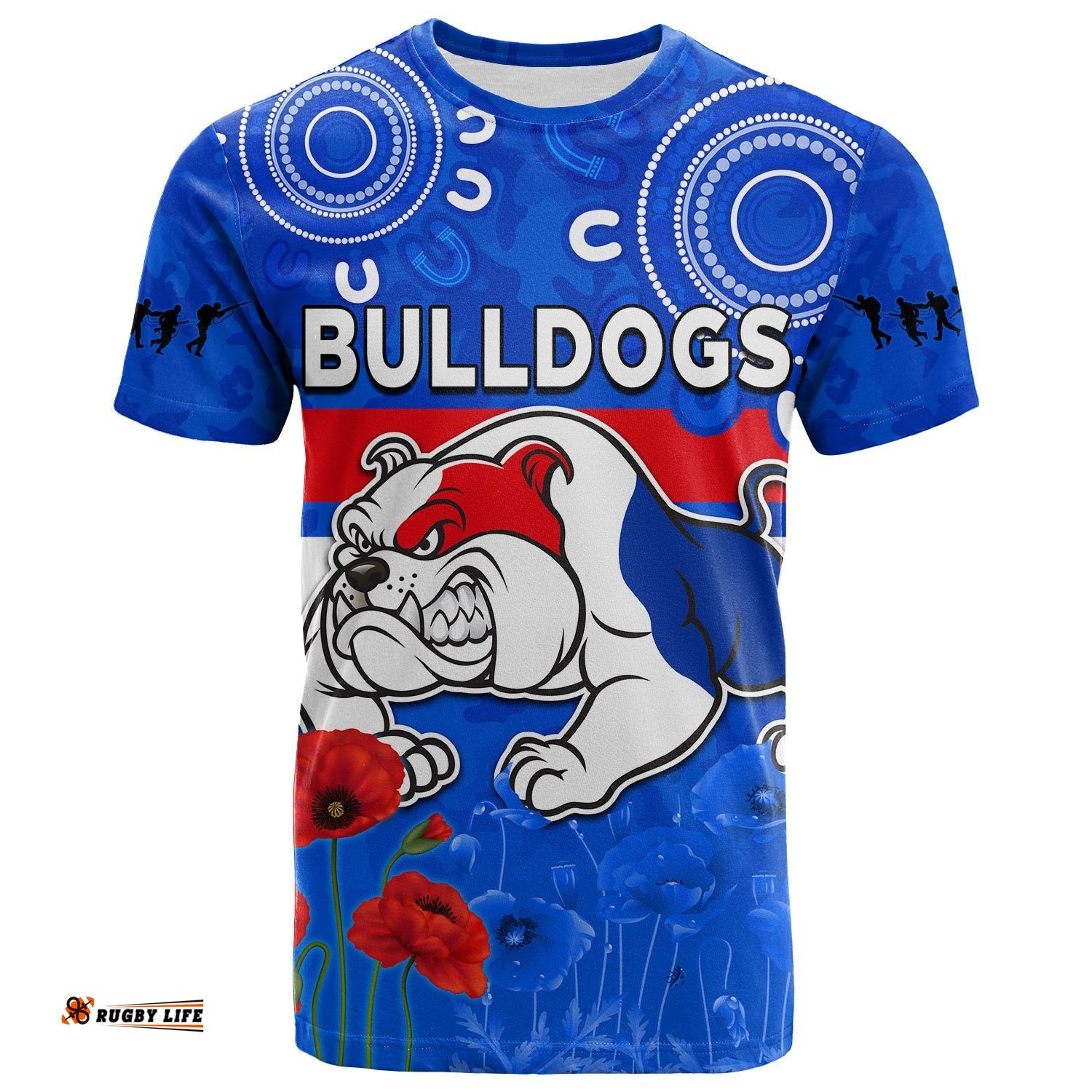 bulldogs anzac 2022 t shirt western dogs aboriginal poppy
