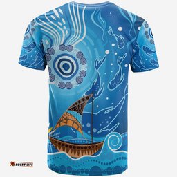 t shirts aboriginal view sea with fish and boat