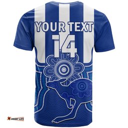 custom text and number laramba football t shirt roos aboriginal art