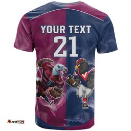roosters sea eagles rugby custom t shirt half grunge style