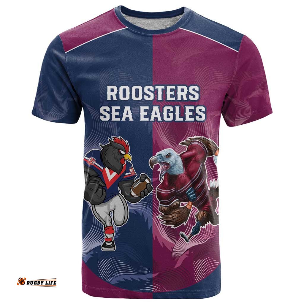 roosters sea eagles rugby custom t shirt half grunge style