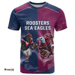 roosters sea eagles rugby custom t shirt half grunge style