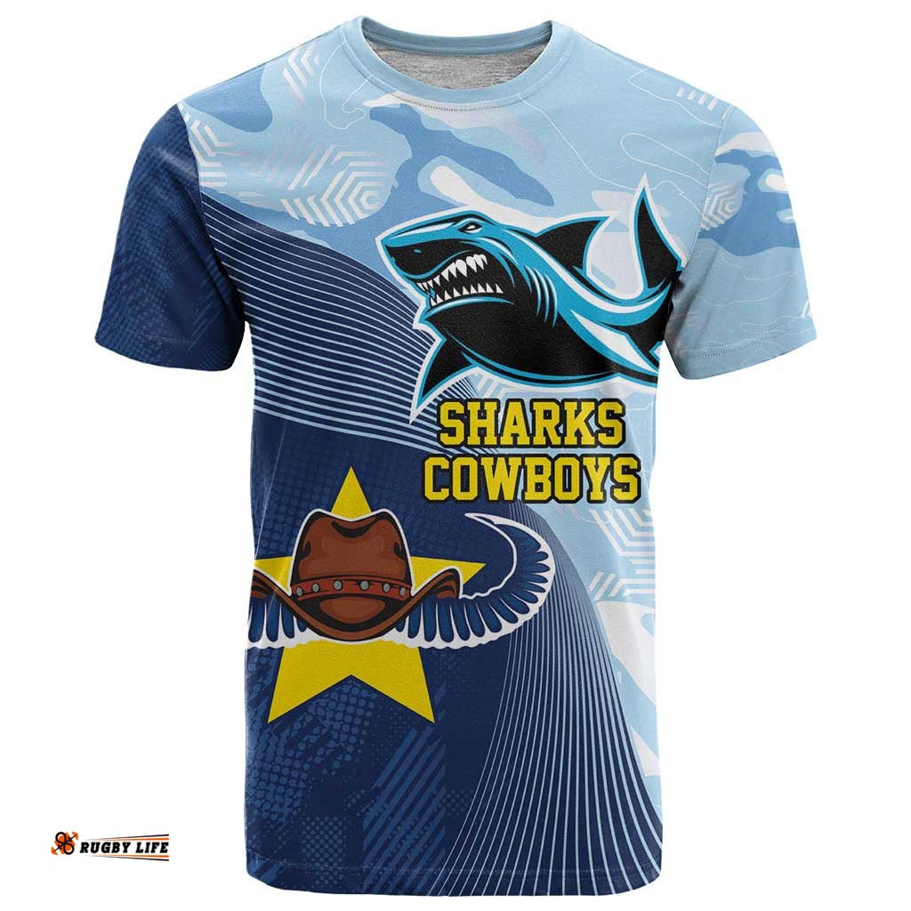 sharks cowboys rugby custom t shirt half dynamic style