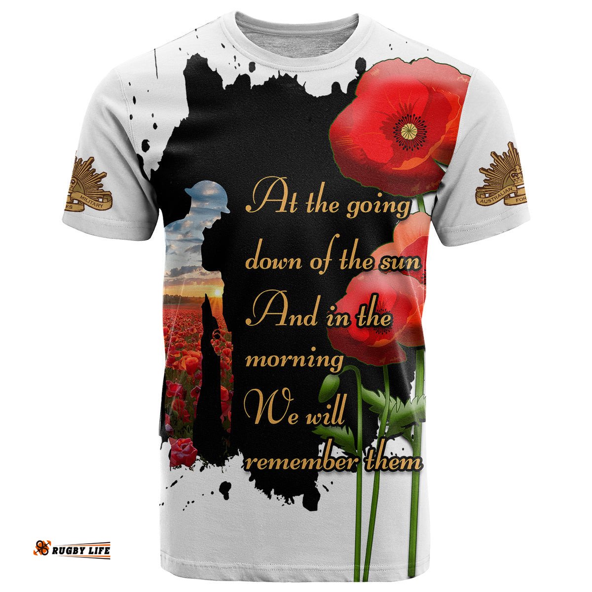 australian anzac t shirt poppy we will remember them