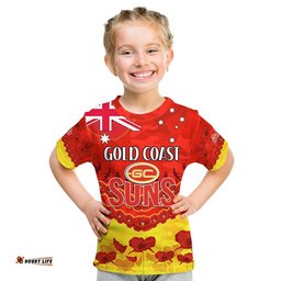 custom personalised suns football anzac t shirt lest we forget