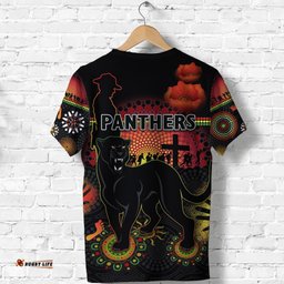 custom personalised penrith t shirt indigenous panthers anzac day lest we forget