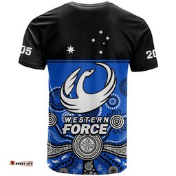 western force super rugby 2023 t shirt est 2005 indigenous art