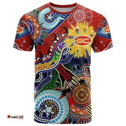 custom naidoc week 2024 gold coast suns t shirt australia aboriginal dot painting dt02