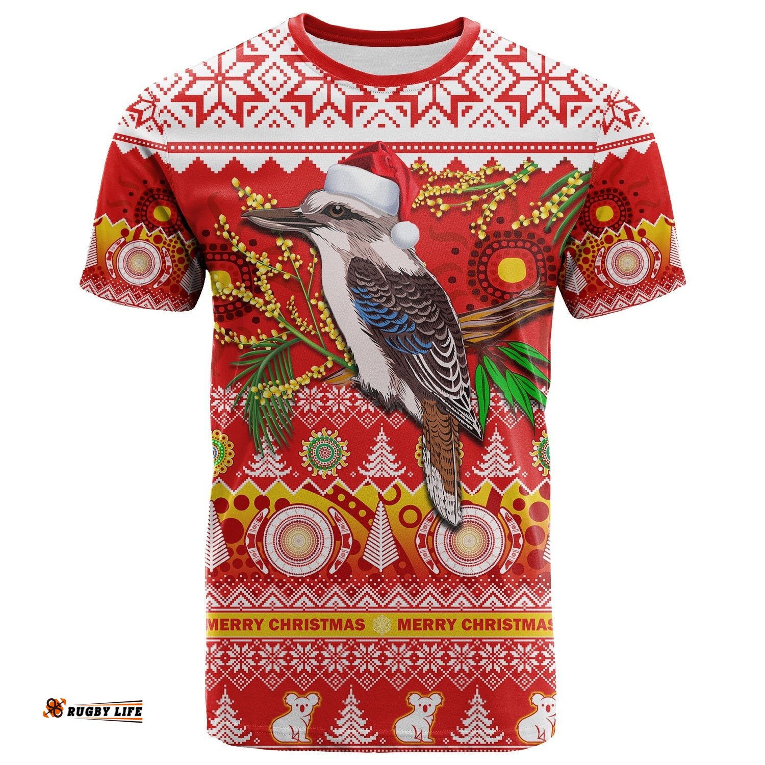 australia t shirt kookaburra mix golden wattle aboriginal art merry christmas