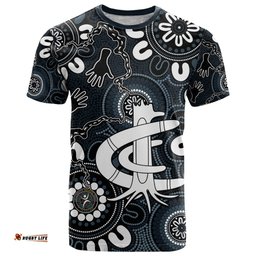 custom carlton blues naidoc week 2024 t shirt fire burning aboriginal dots art