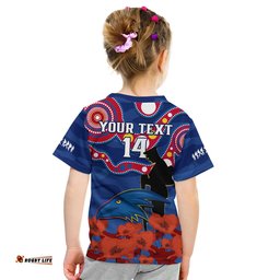 custom text and number adelaide football anzac 2023 t shirt crows aboriginal mix poppy camouflage