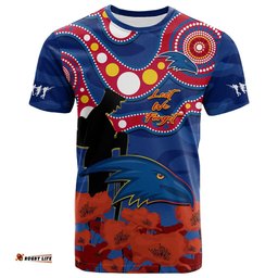 custom text and number adelaide football anzac 2023 t shirt crows aboriginal mix poppy camouflage
