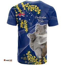 australia day t shirt proud to be an aussie koala with map golden wattle
