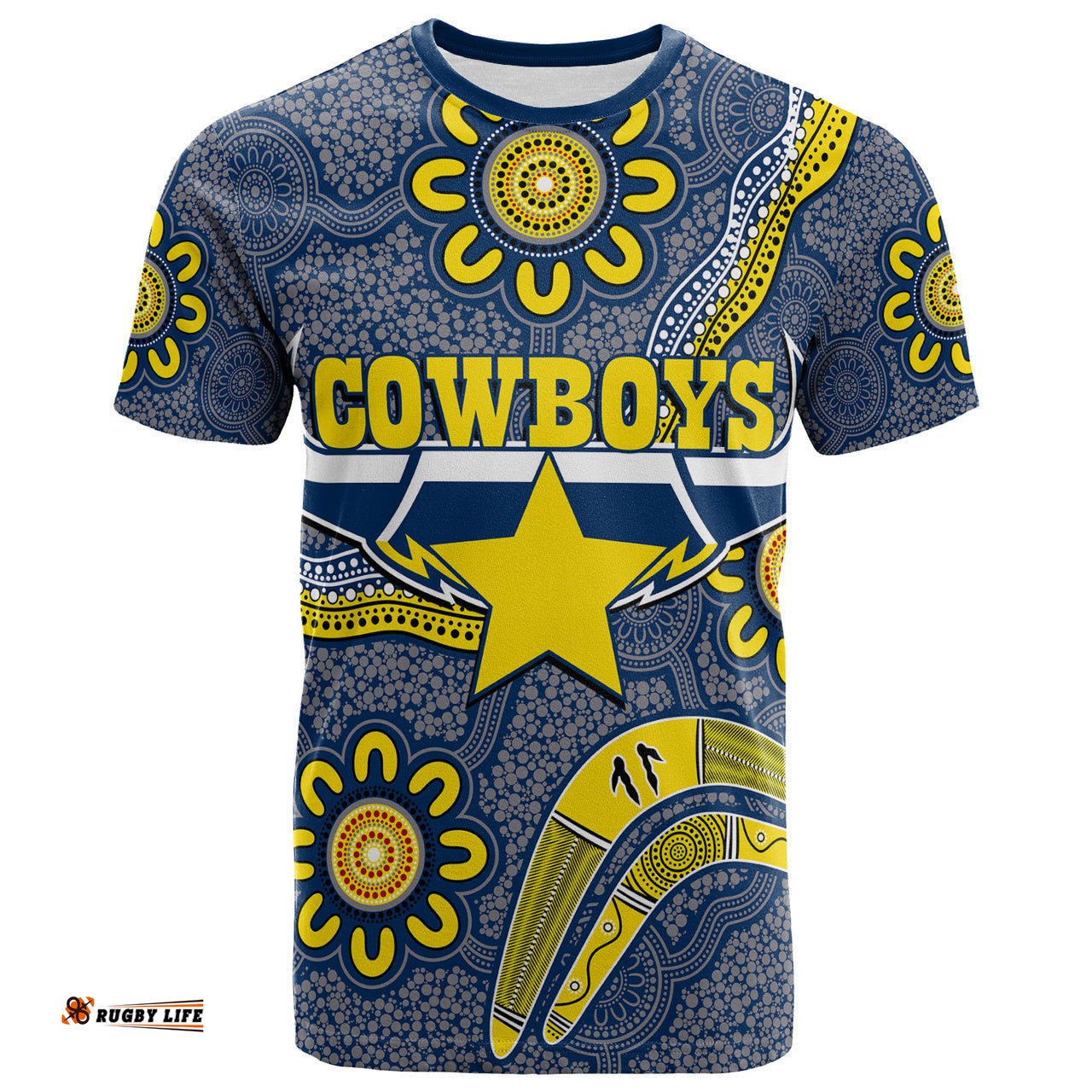 cowboys rugby t shirt aboriginal boomerang cowboys rlt13