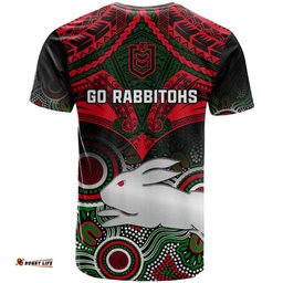 rabbitohs rugby t shirt souths 1908 aboriginal mix polynesian pattern
