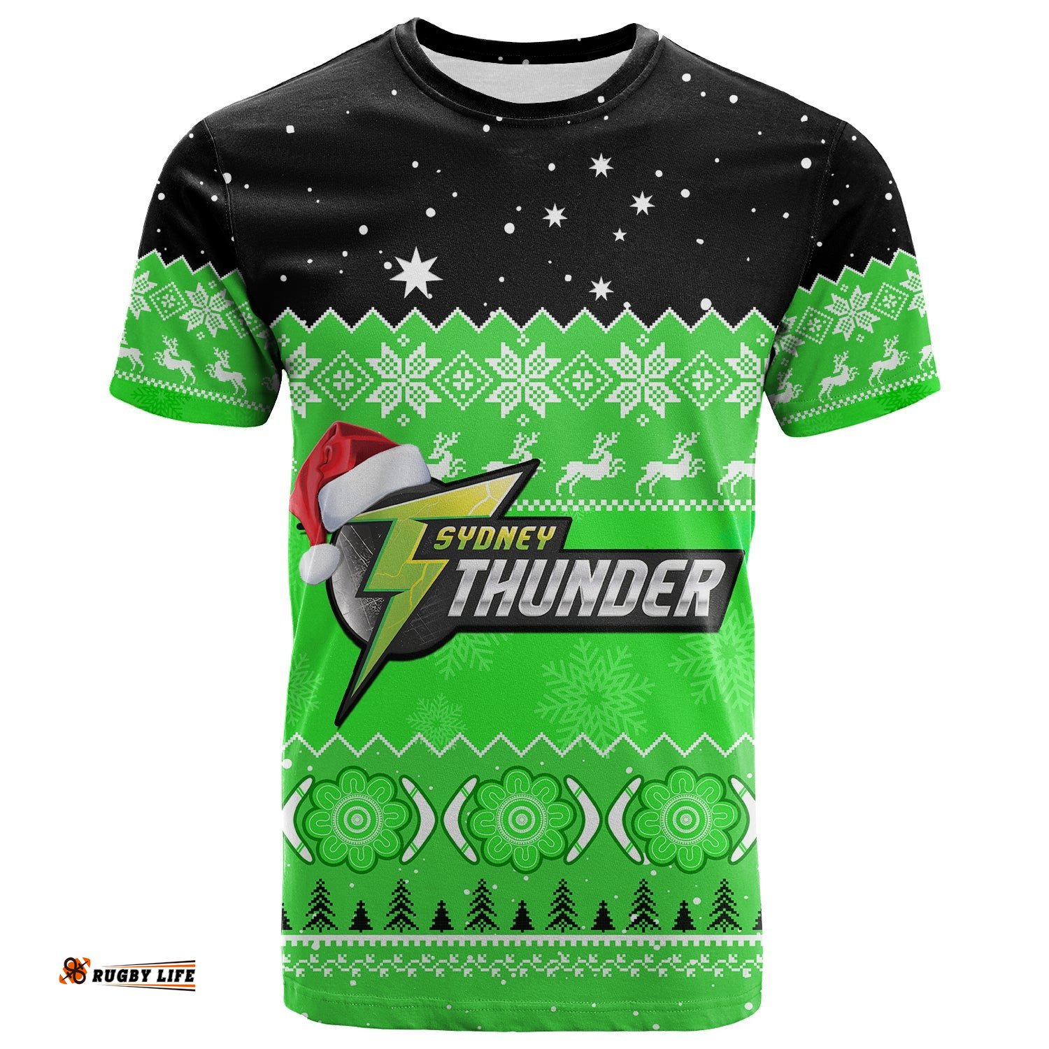 custom personalised thunder cricket t shirt aboriginal merry christmas