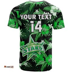 custom text and number melbourne stars cricket t shirt aboriginal art mix tropical flowers