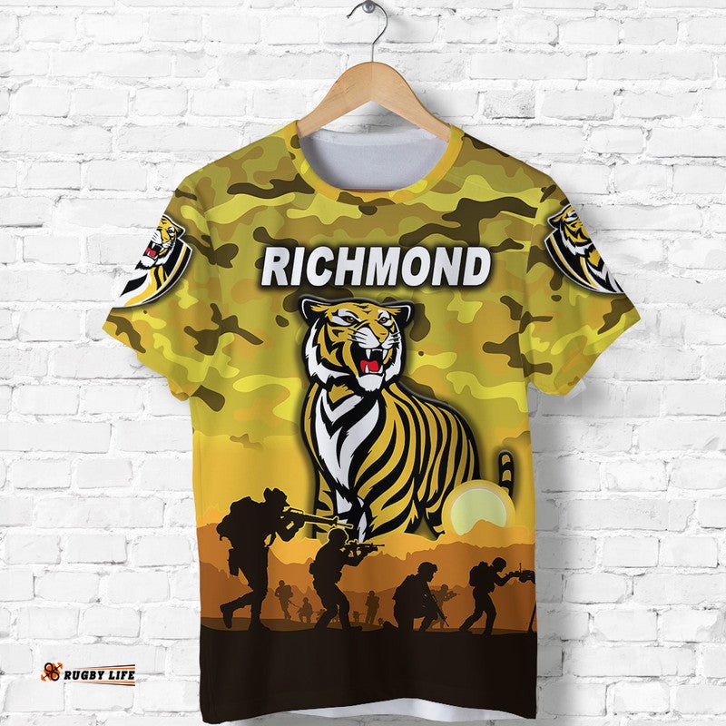 custom personalised richmond tigers anzac t shirt simple style yellow