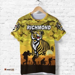 custom personalised richmond tigers anzac t shirt simple style yellow