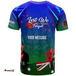 warriors rugby t shirt custom warriors remembrance day lest we forget poppies t shirt
