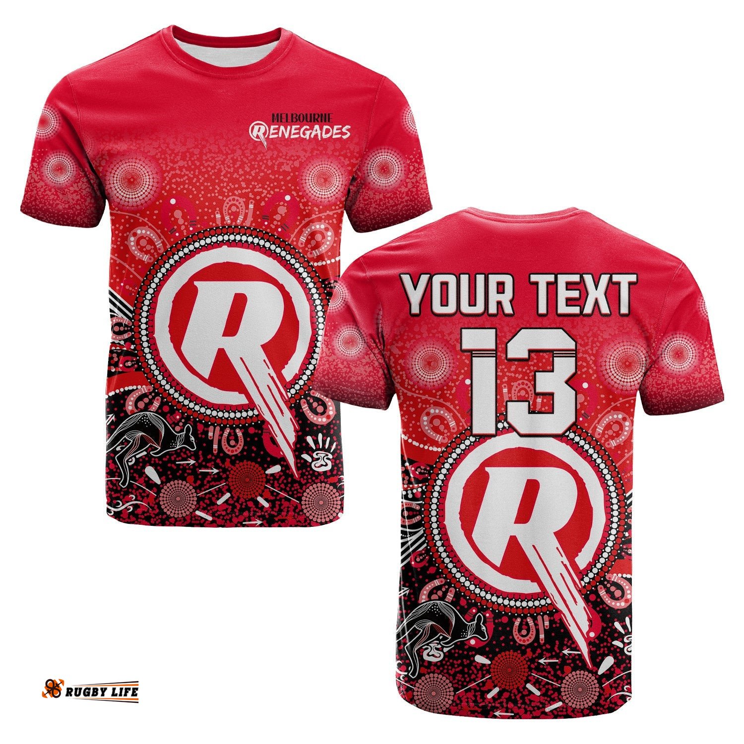 custom text and number melbourne renegades t shirt cricket aboriginal
