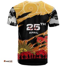 tigers rugby t shirt custom anzac wests tigers aboriginal with poppy flower t shirt 0