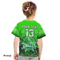 custom text and number melbourne stars t shirt cricket aboriginal