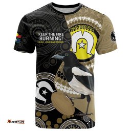custom afl collingwood naidoc week t shirt keep the fire burning indigenous art