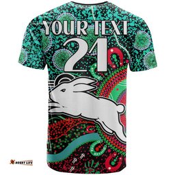 custom personalised rabbitohs rugby t shirt aboriginal dots
