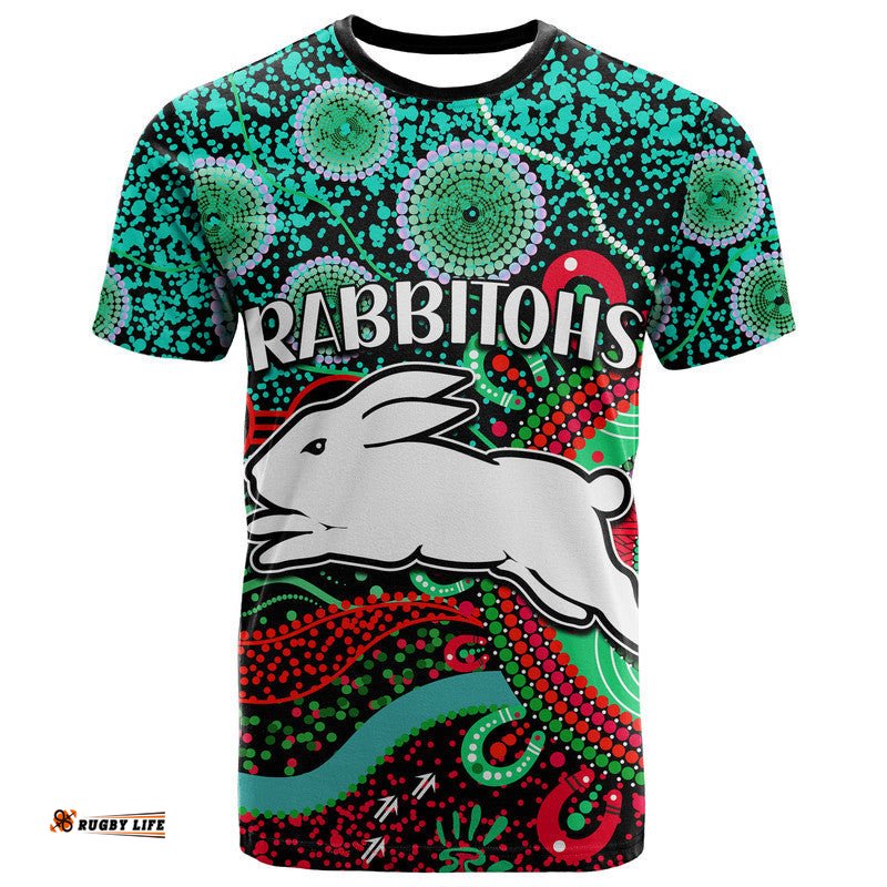 custom personalised rabbitohs rugby t shirt aboriginal dots