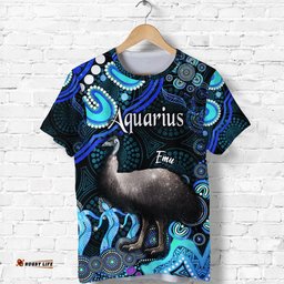 australian astrology t shirt aquarius emu glider zodiac aboriginal vibes blue