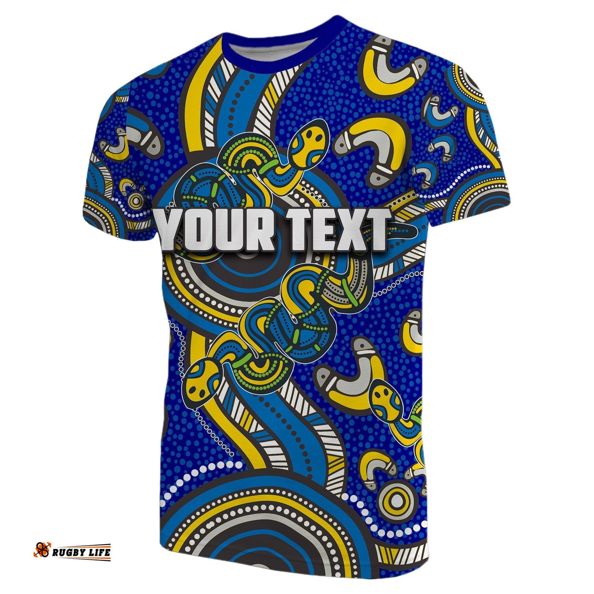 custom personalised parramatta eels t shirt aboriginal rugby style