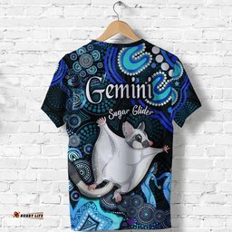 australian astrology t shirt gemini sugar glider zodiac aboriginal vibes blue