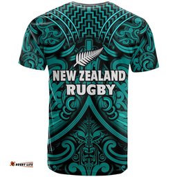 new zealand silver fern rugby t shirt all black turquoise nz maori pattern