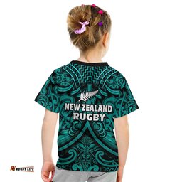 new zealand silver fern rugby t shirt all black turquoise nz maori pattern