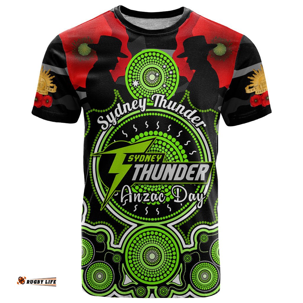 sydney thunder anzac 2024 t shirt lest we forget poppy mix camouflage